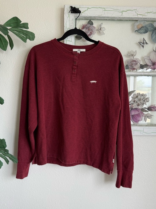 Vans Other - Vans Unisex Burgundy Long-Sleeve Henley Sweatshirt Size L